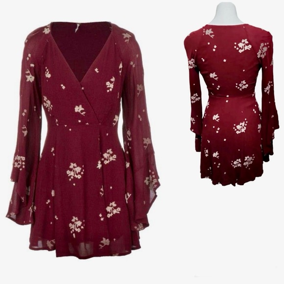 Free People Jasmine Embroidered Long Sleeve Mini Dress Size 2 - Picture 7 of 12